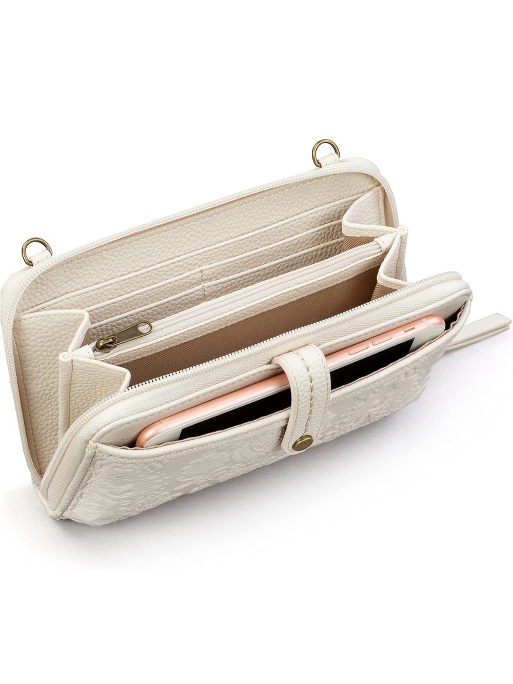 THE SAK Iris Cream Embossed Crossbody Wallet Bag
